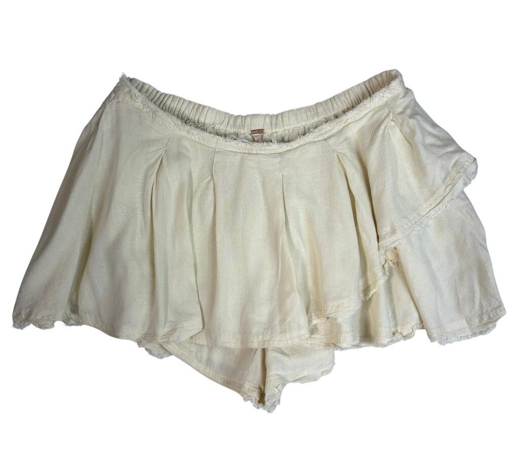FREE PEOPLE WOMEN'S CREAM DISTRESSED SKORTS LARGE